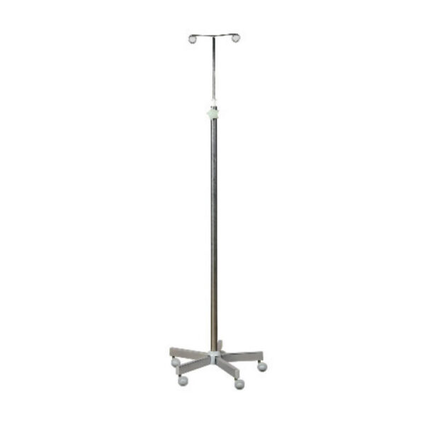 Stainless Steel Saline Stand with Two Hooks